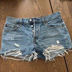 Levi's 501 Blue Jean Shorts with Frayed Hem